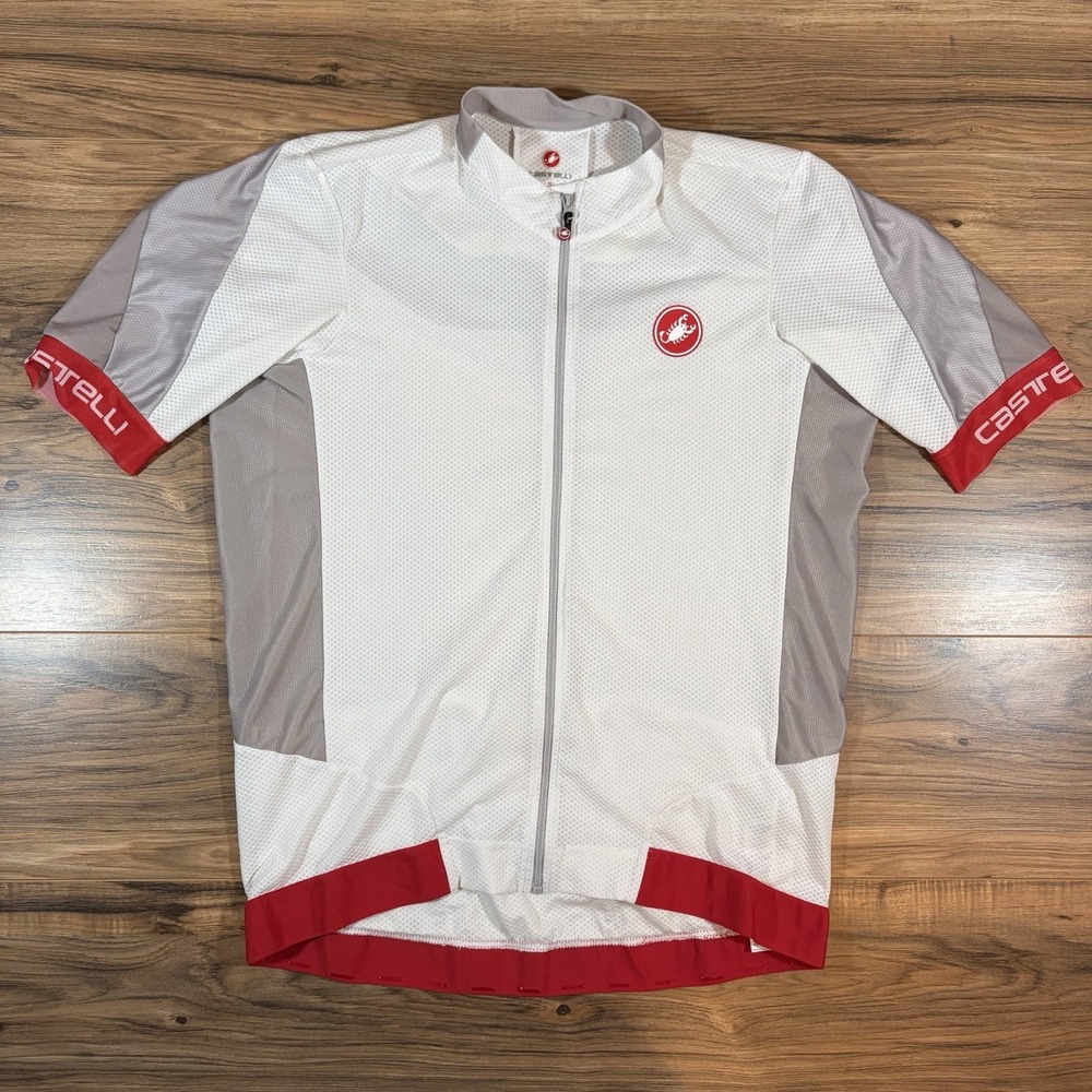 Castelli Volata 2 Mens 3XL Full Zip White Red Short Sleeve Cycling Jersey